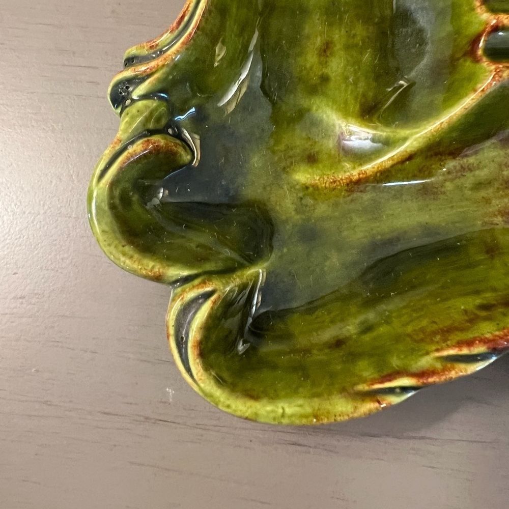 California Pottery Mid Century Modern Ceramic Ashtray Avocado Green Glaze - Picture 6 of 12